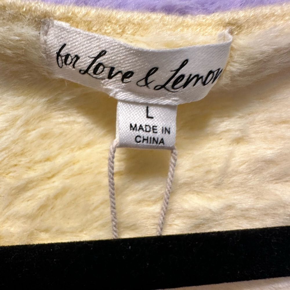 NWT For Love & Lemons Women’s Stella Yellow Purple Cropped Cardigan Sweater - L - Picture 3 of 10